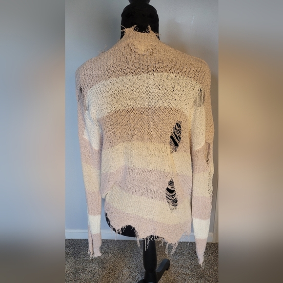 POL Distressed Soft Pink and Cream Striped Light Weight Sweater. Size S. NWOT - Picture 4 of 6